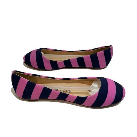 NEW Lilac Purple Navy Blue Stripe Flats Slip On Shoes Round Toe LillyBee Size 8 - Picture 4 of 6